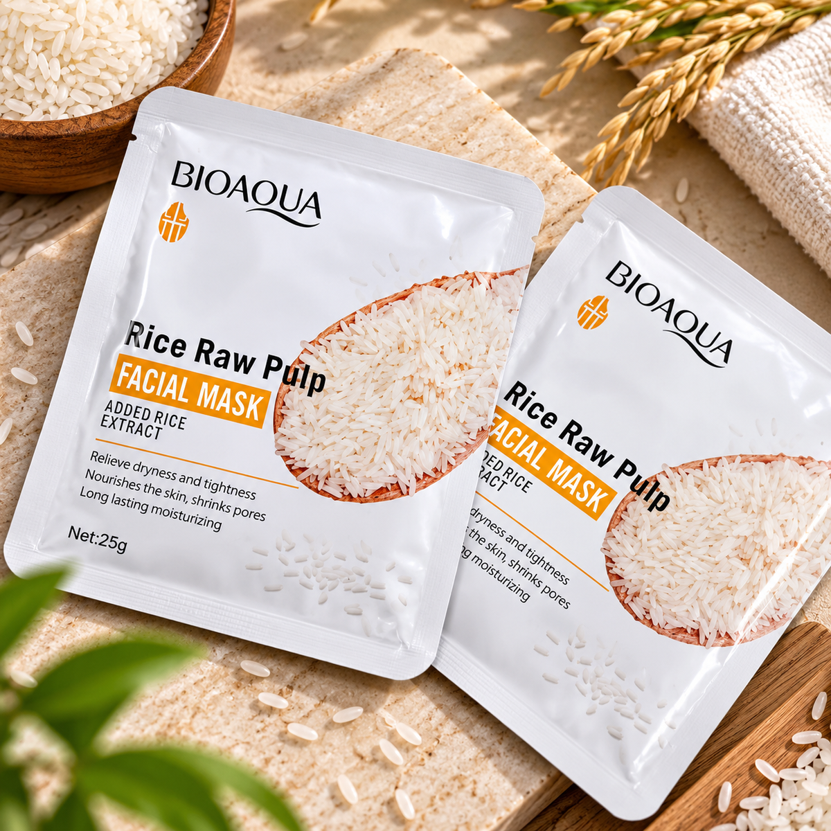 BIOAQUA Rice Raw Pulp Nourishing & Moisturizing Facial Mask 🌾✨