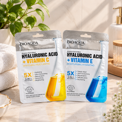 BIOAQUA Hyaluronic Acid Facial Sheet Mask – Vitamin C & Vitamin E