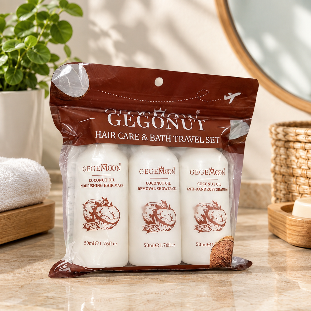GEGEMOON Coconut Hair Care & Bath Travel Set