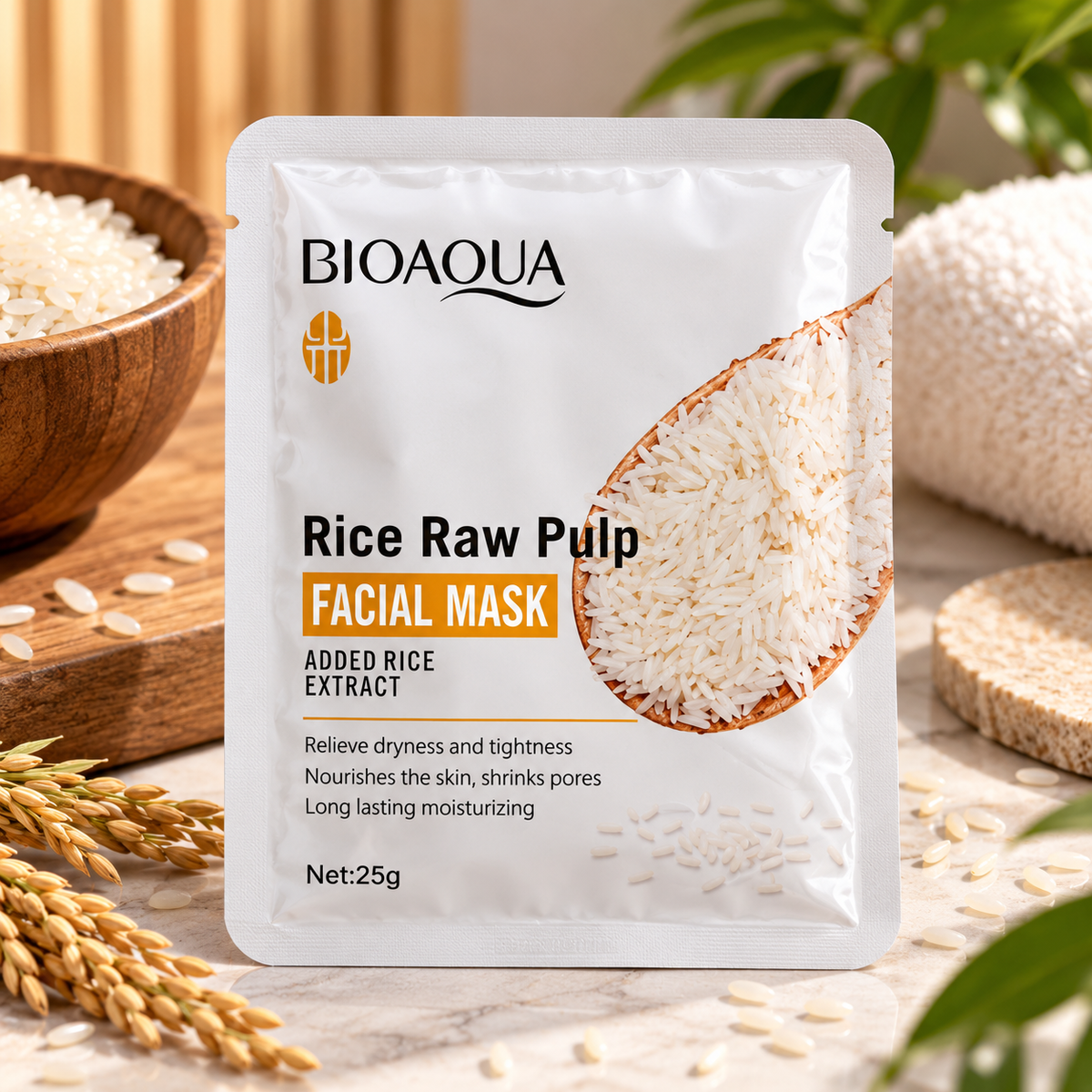 BIOAQUA Rice Raw Pulp Nourishing & Moisturizing Facial Mask 🌾✨