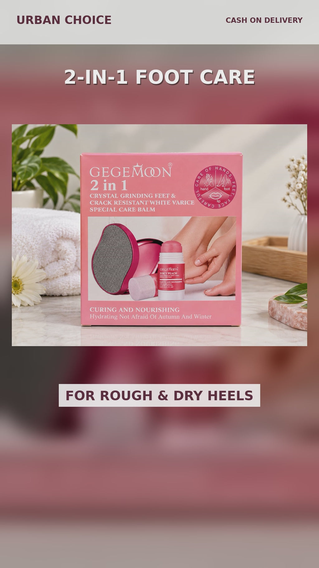 GEGEMOON 2-in-1 Crystal Grinding Feet & Crack-Resistant Care Balm