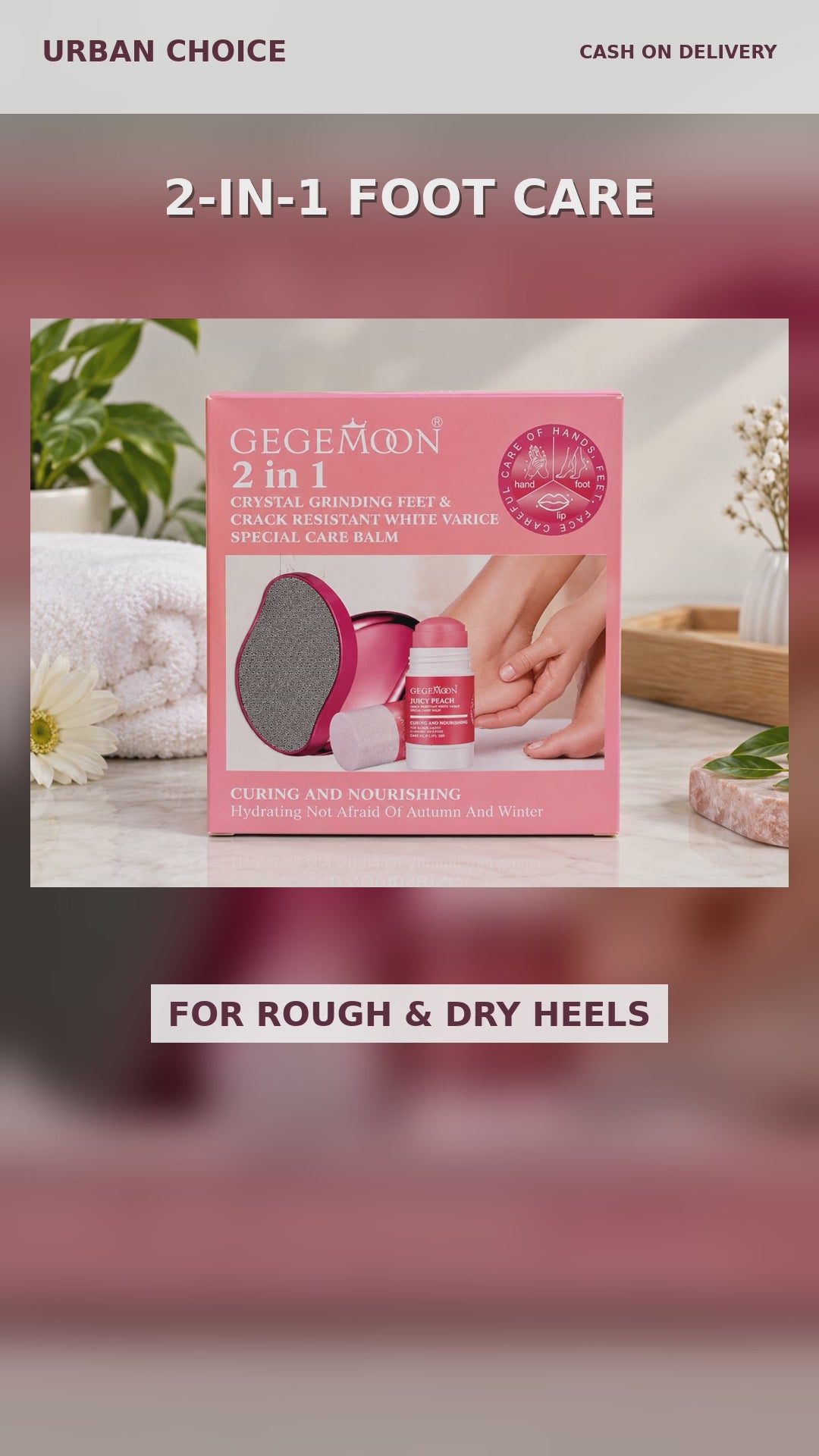 GEGEMOON 2-in-1 Crystal Grinding Feet & Crack-Resistant Care Balm